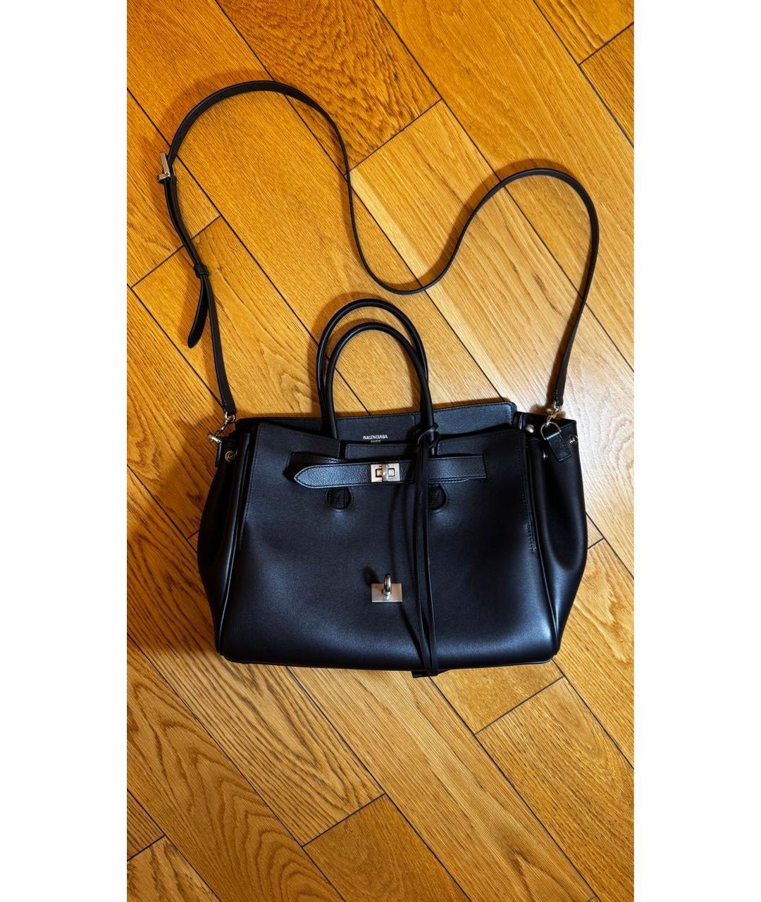 BALENCIAGA Черная кожаная сумка с короткими ручками, фото 4