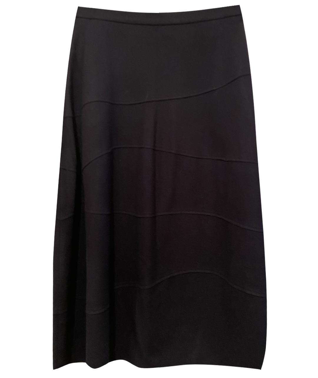 JIL SANDER Темно-синяя шерстяная юбка миди, фото 1