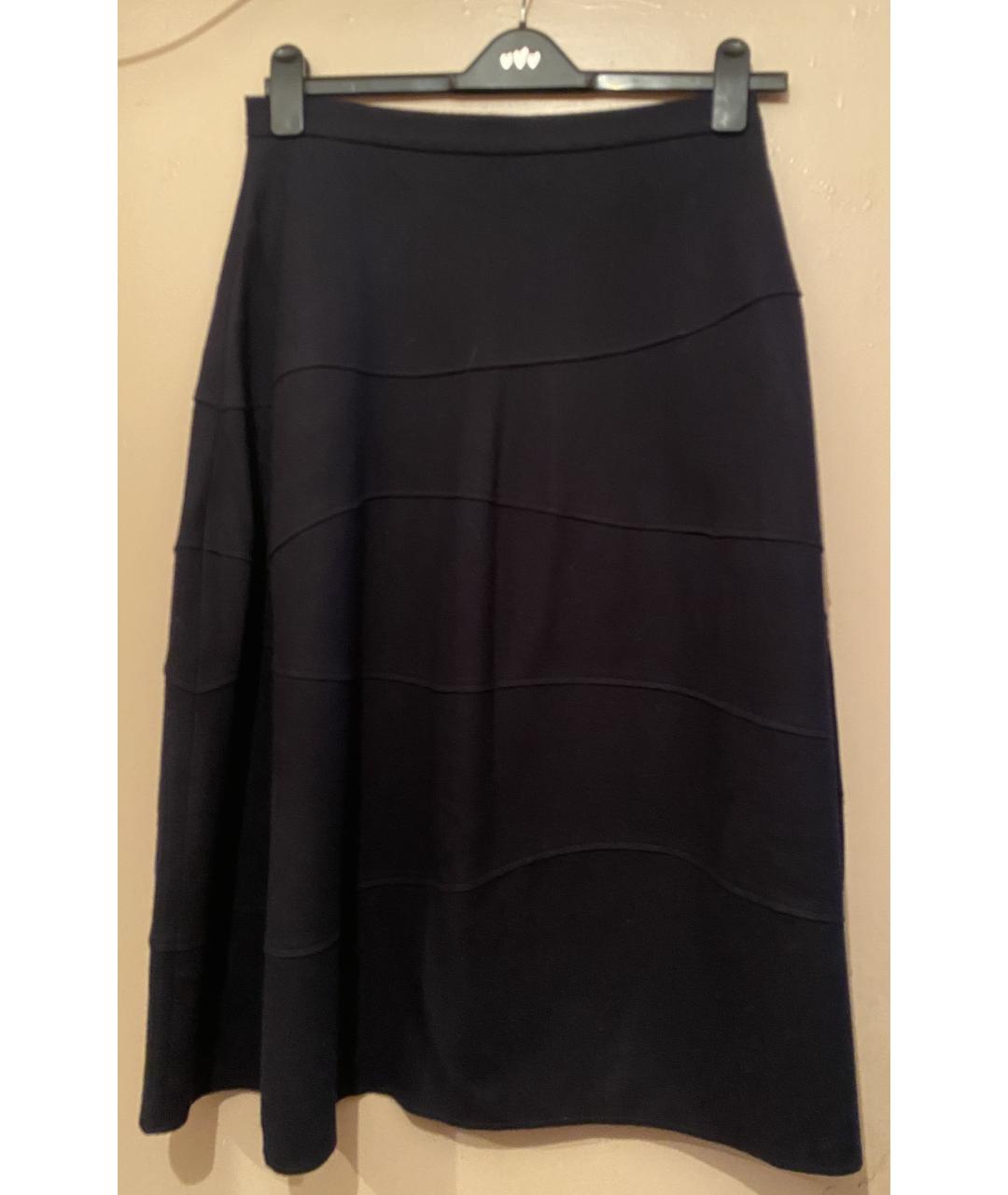 JIL SANDER Темно-синяя шерстяная юбка миди, фото 6