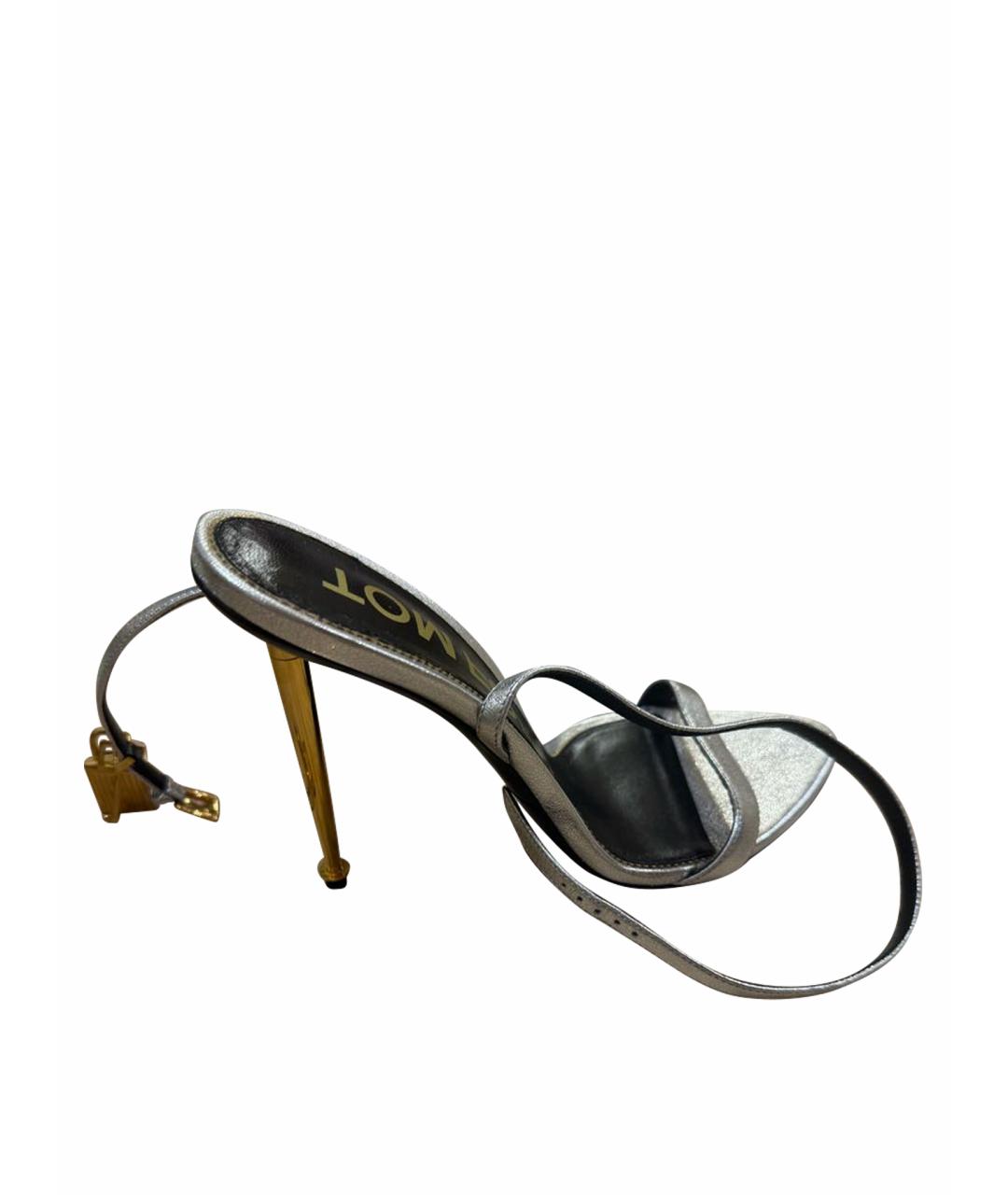 TOM FORD Серебряные кожаные босоножки, фото 1