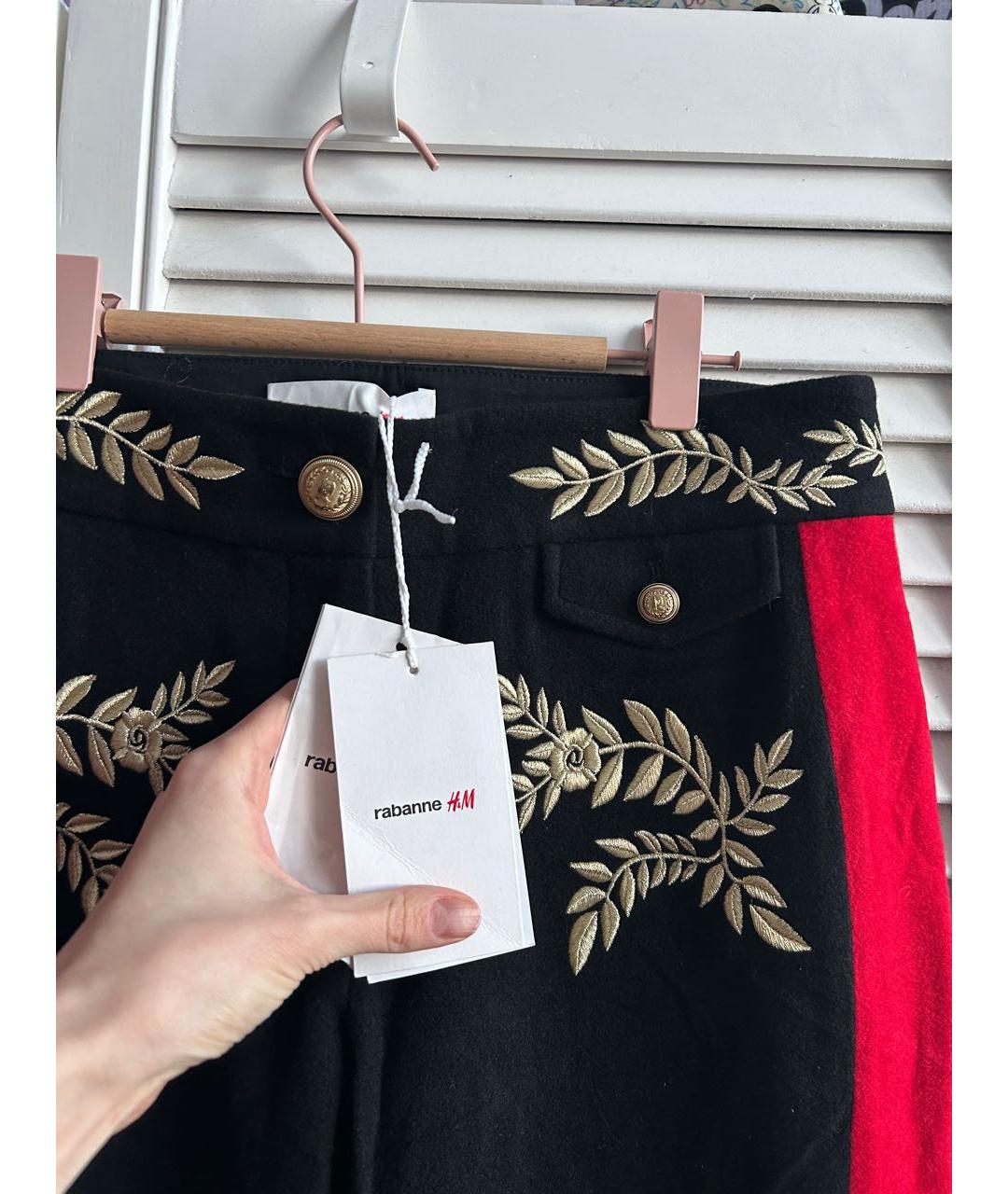 PACO RABANNE Черные шерстяные прямые брюки, фото 4