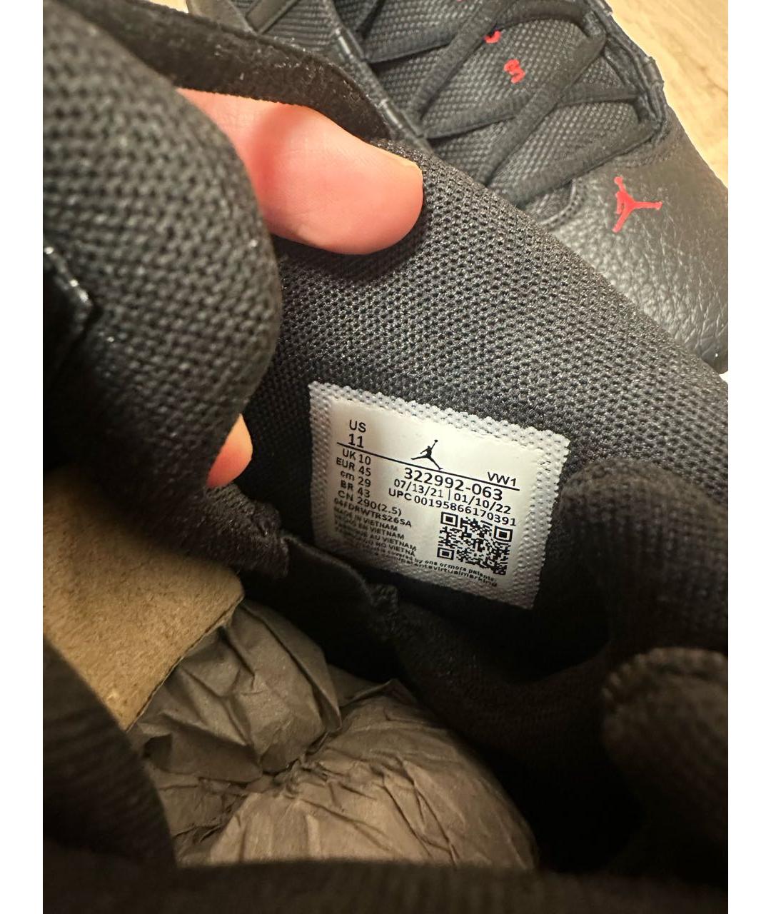 JORDAN Черные кожаные высокие кроссовки / кеды, фото 6