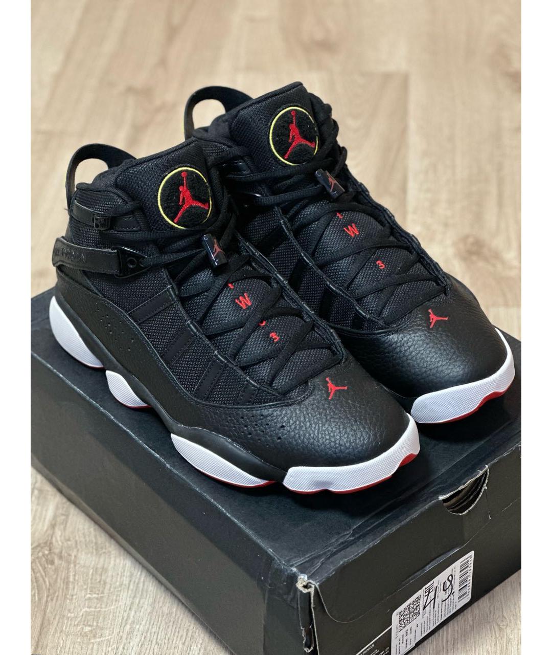 JORDAN Черные кожаные высокие кроссовки / кеды, фото 3