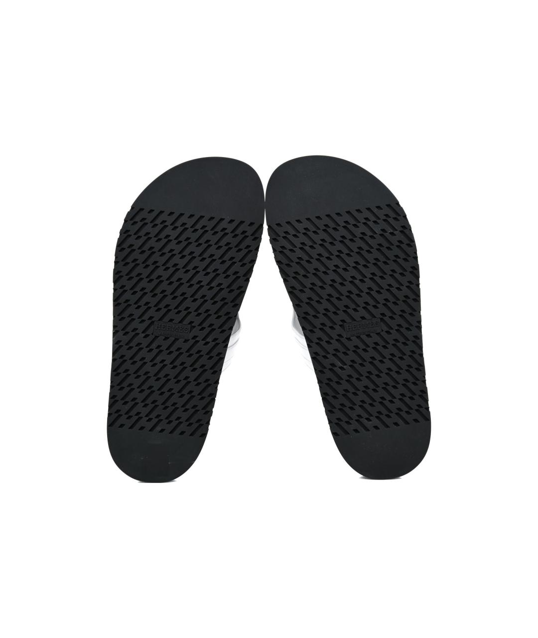 HERMES Белые кожаные шлепанцы, фото 5