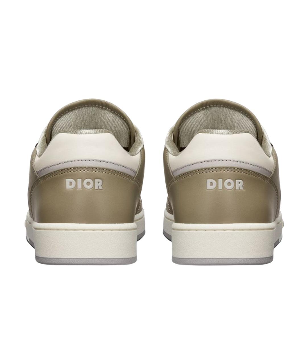 CHRISTIAN DIOR Хаки кожаные низкие кроссовки / кеды, фото 5