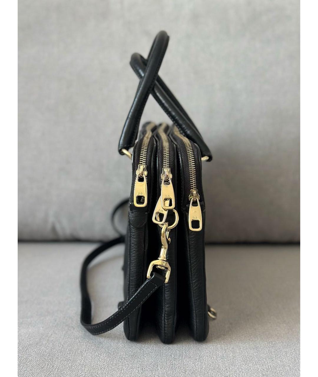 DOLCE&GABBANA Черная кожаная сумка с короткими ручками, фото 5