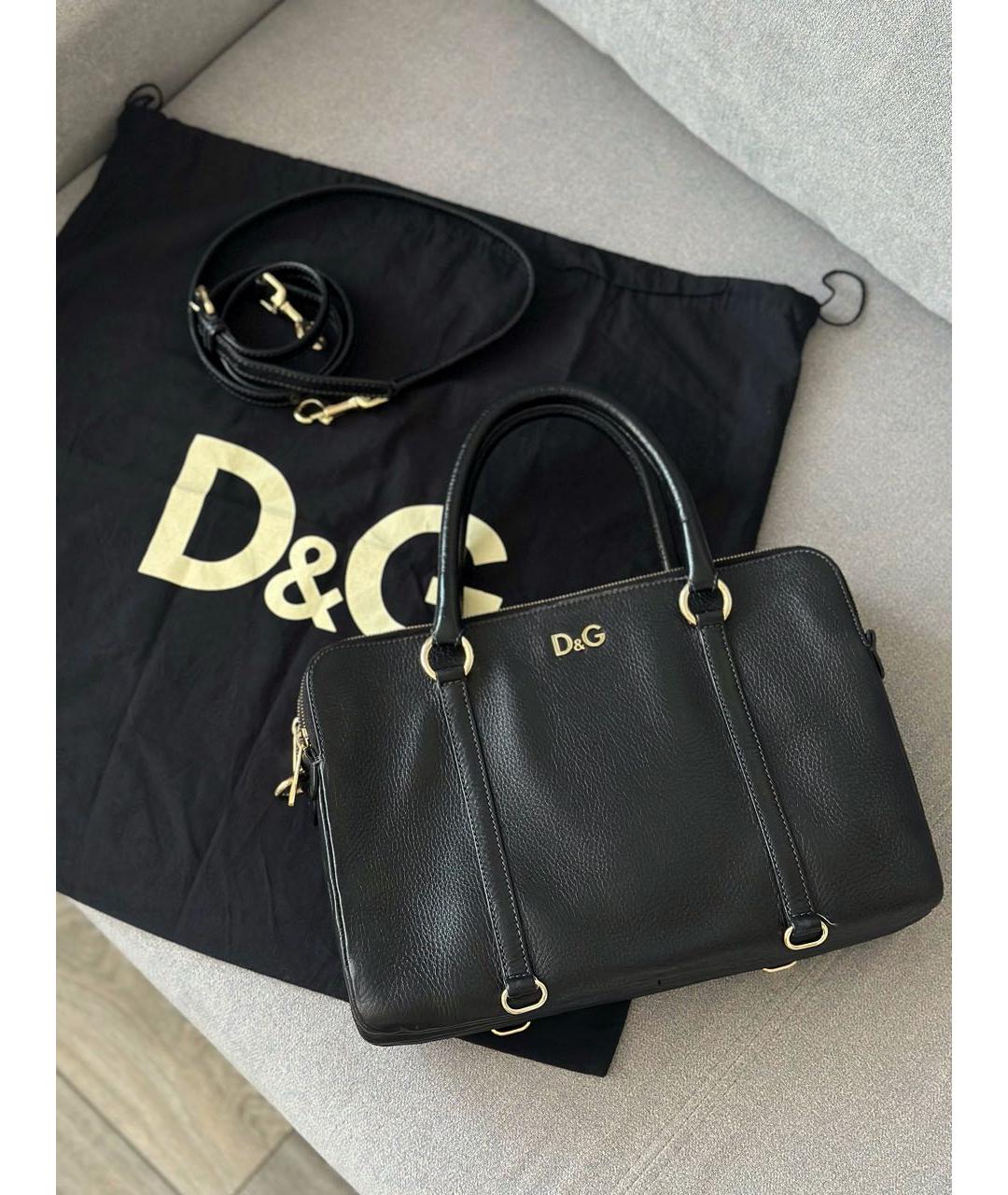 DOLCE&GABBANA Черная кожаная сумка с короткими ручками, фото 2