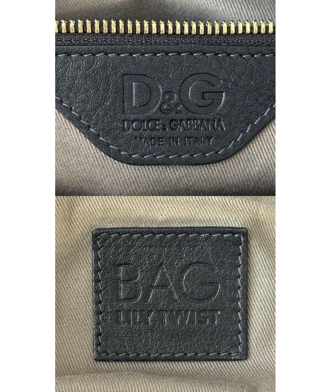 DOLCE&GABBANA Черная кожаная сумка с короткими ручками, фото 7