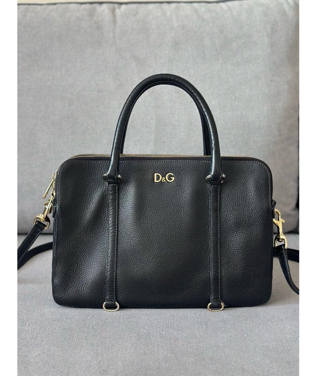 DOLCE&GABBANA Черная кожаная сумка с короткими ручками, фото 3