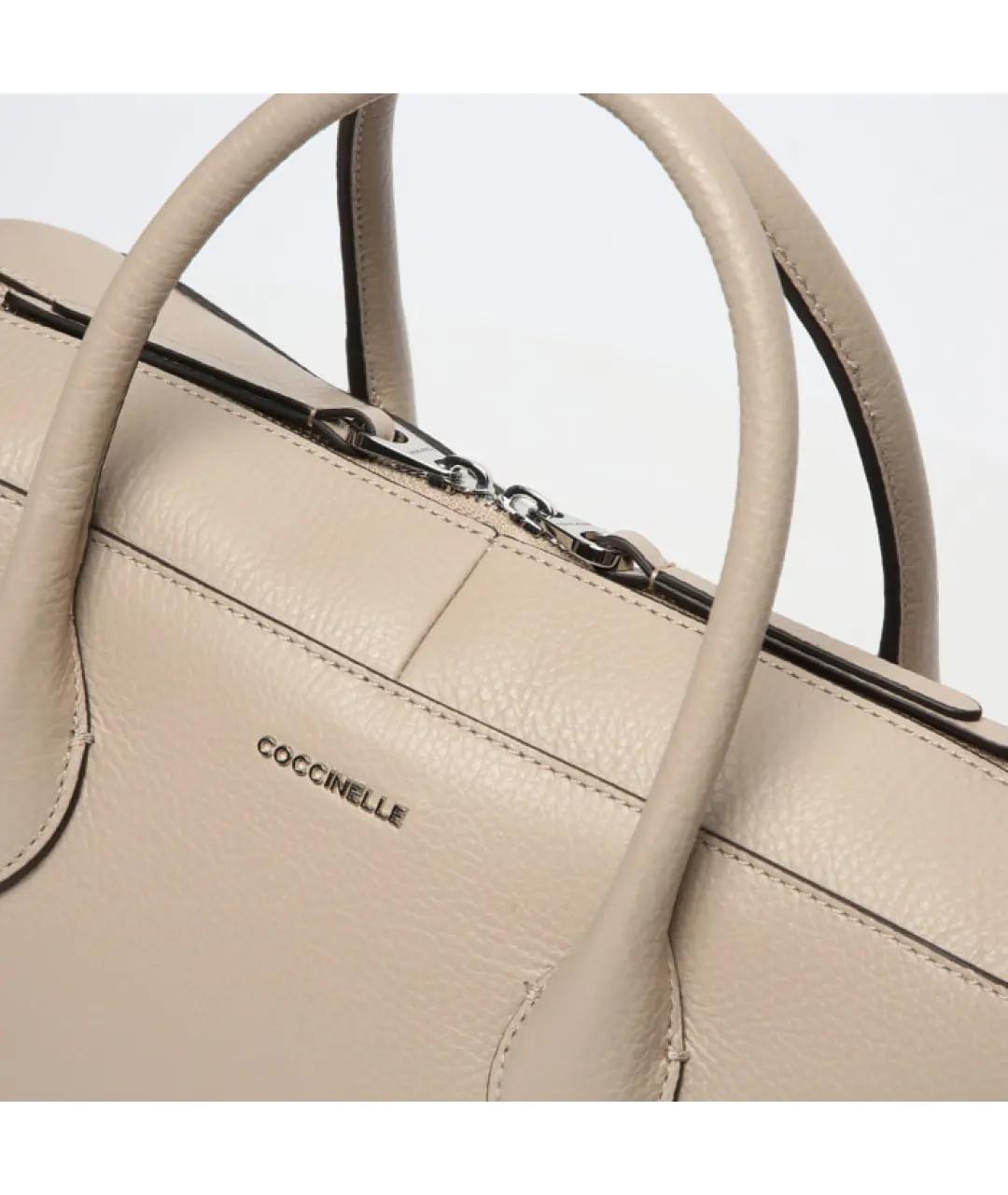 COCCINELLE Бежевая кожаная сумка с короткими ручками, фото 3