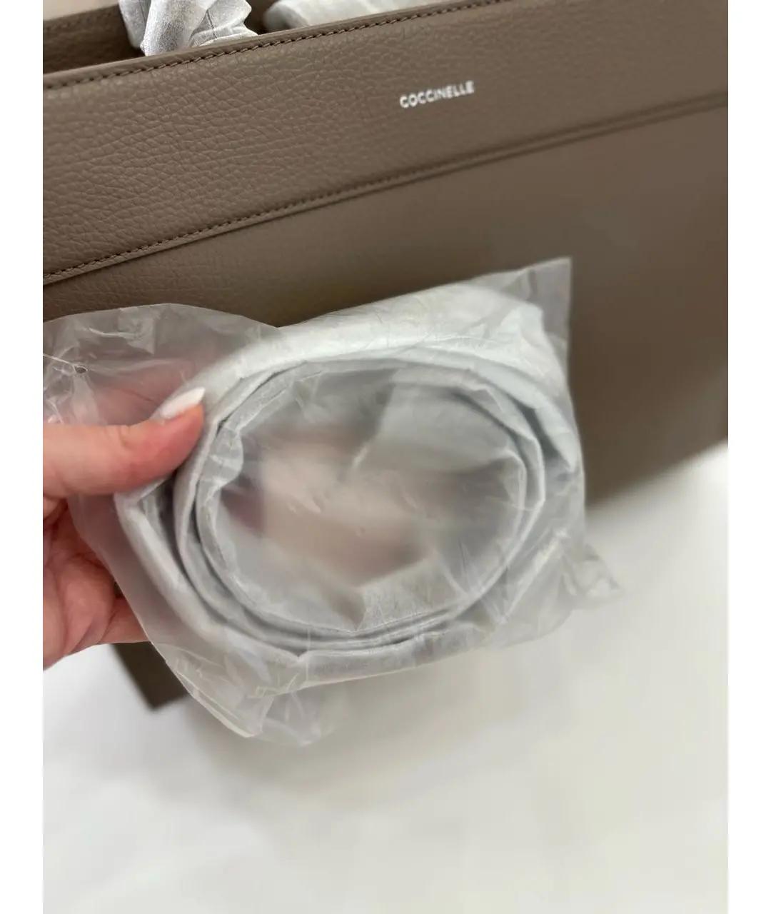 COCCINELLE Бежевая кожаная сумка с короткими ручками, фото 7
