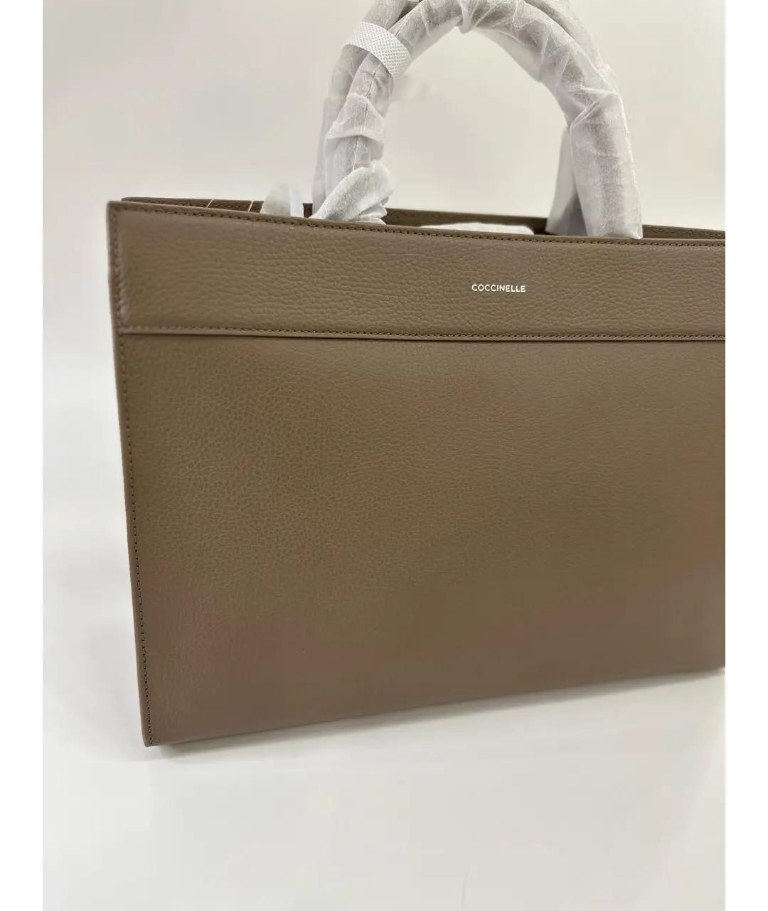 COCCINELLE Бежевая кожаная сумка с короткими ручками, фото 3