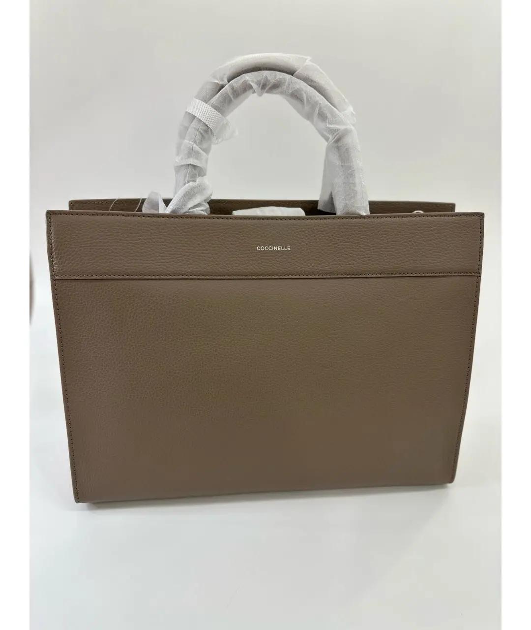 COCCINELLE Бежевая кожаная сумка с короткими ручками, фото 2