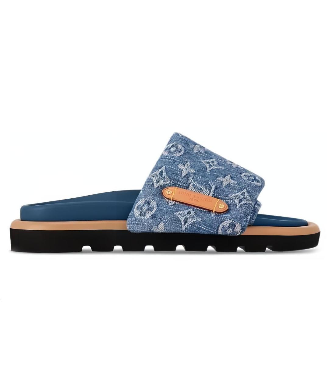 LOUIS VUITTON Синие кожаные сандалии, фото 1