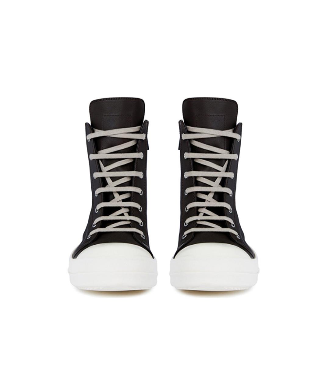 RICK OWENS Черные кожаные низкие кроссовки / кеды, фото 3