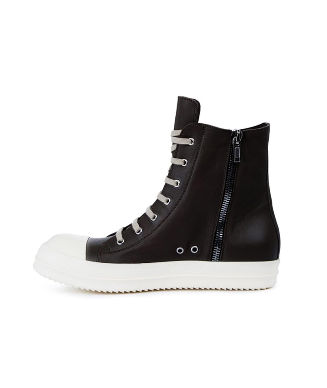 RICK OWENS Черные кожаные низкие кроссовки / кеды, фото 2