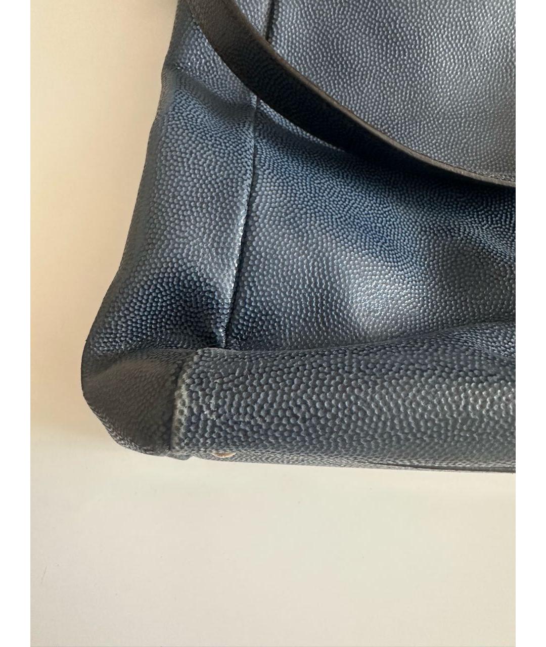 FENDI Темно-синяя кожаная сумка с короткими ручками, фото 7