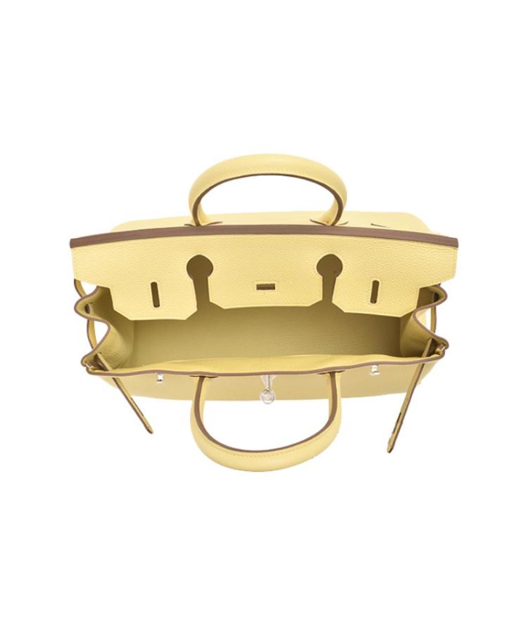 HERMES Желтая кожаная сумка с короткими ручками, фото 4