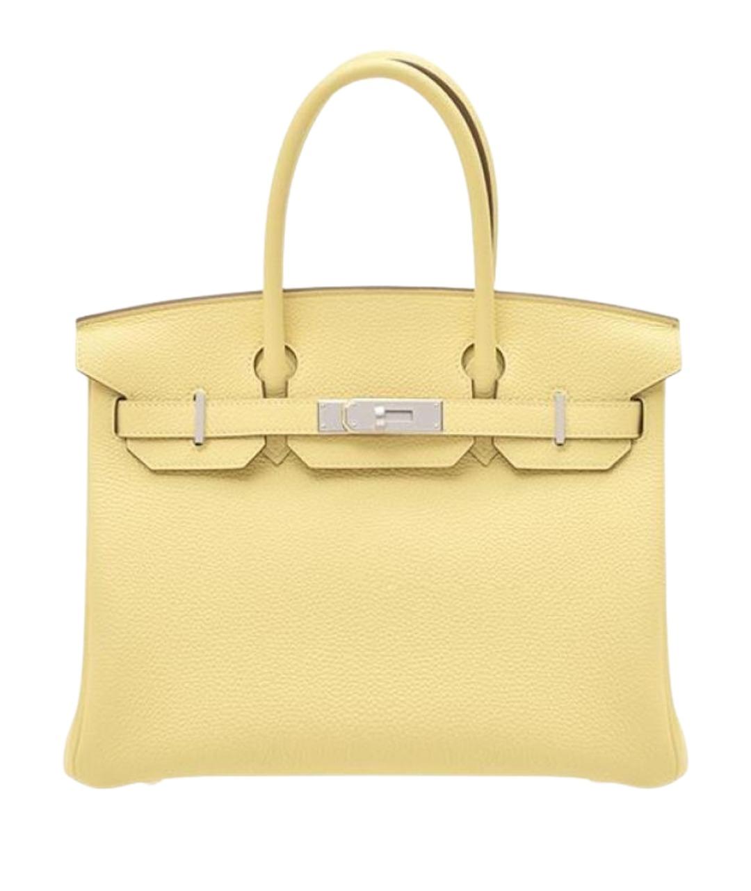 HERMES Желтая кожаная сумка с короткими ручками, фото 1