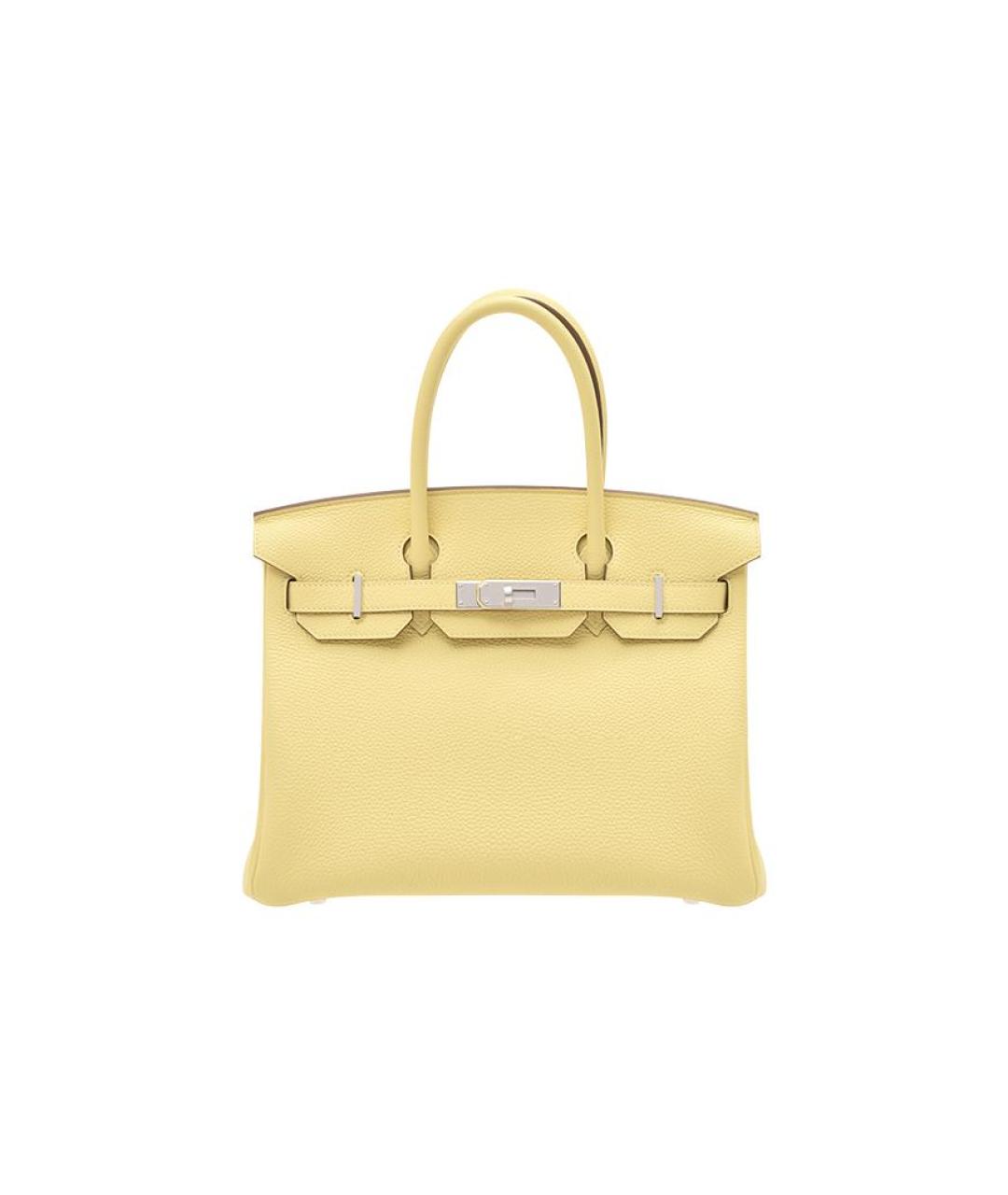 HERMES Желтая кожаная сумка с короткими ручками, фото 6