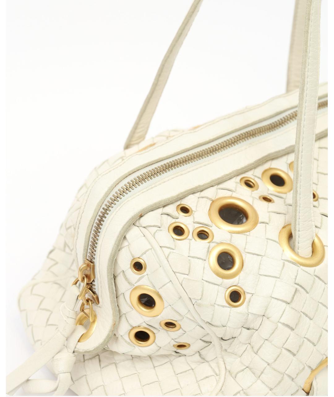 BOTTEGA VENETA Белая кожаная сумка через плечо, фото 5