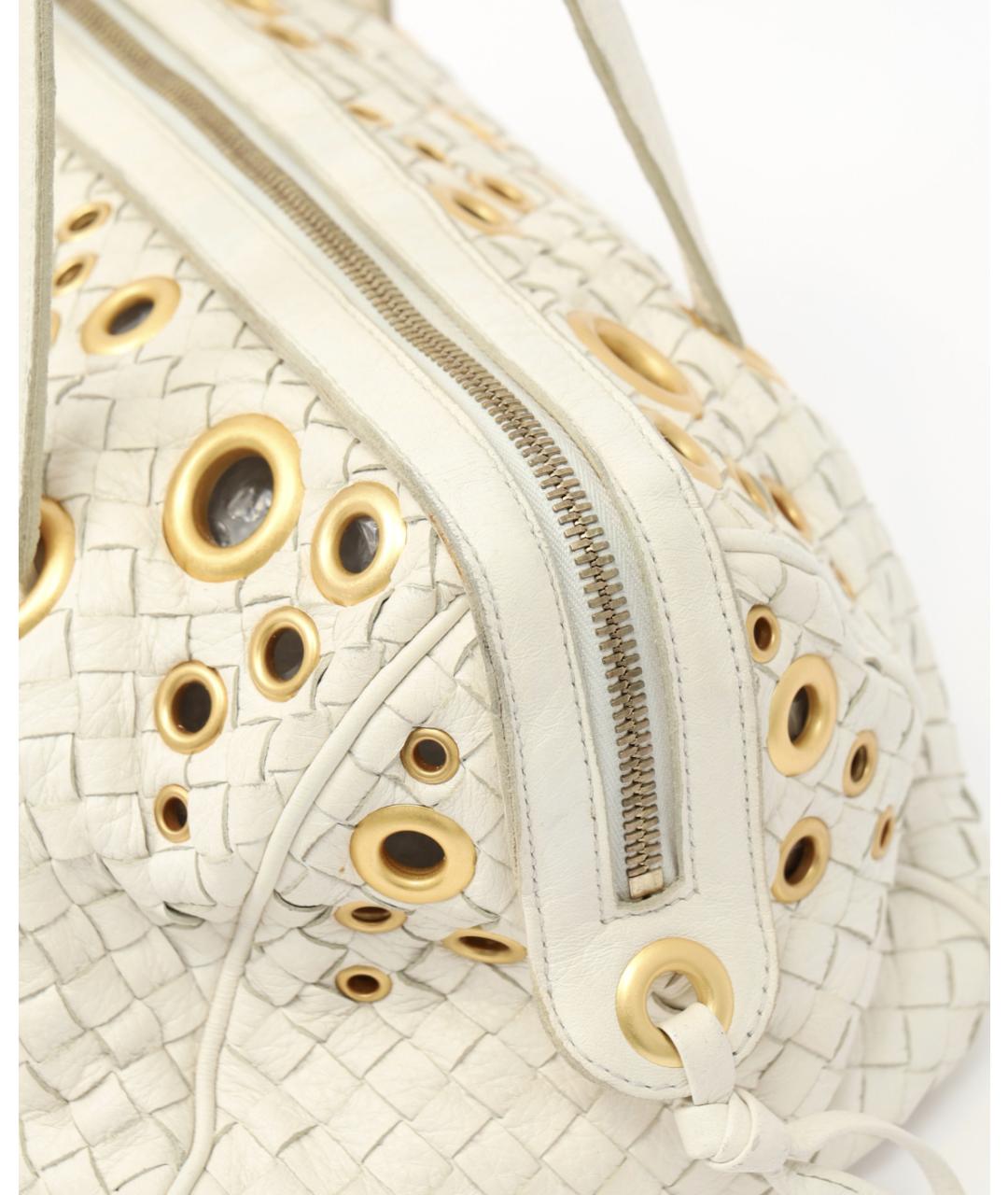 BOTTEGA VENETA Белая кожаная сумка через плечо, фото 4