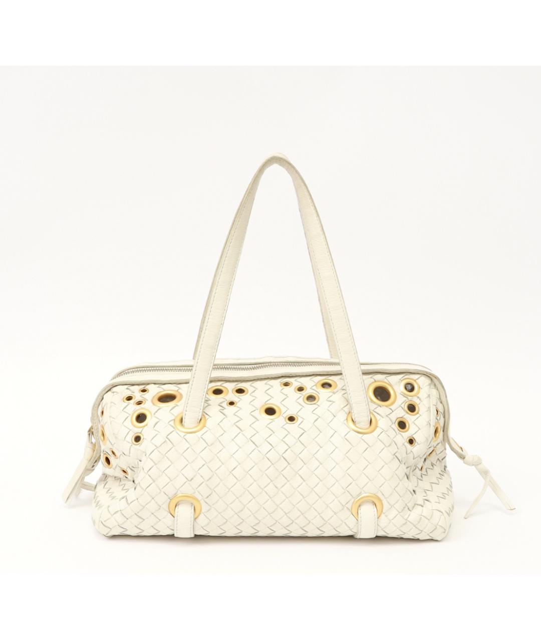 BOTTEGA VENETA Белая кожаная сумка через плечо, фото 10