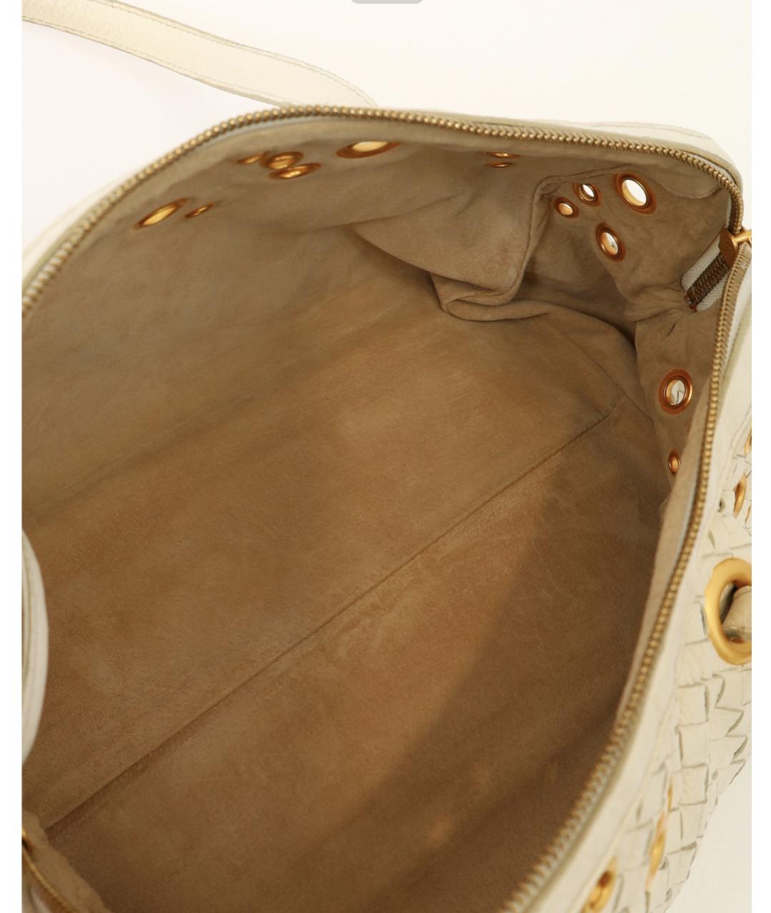 BOTTEGA VENETA Белая кожаная сумка через плечо, фото 9