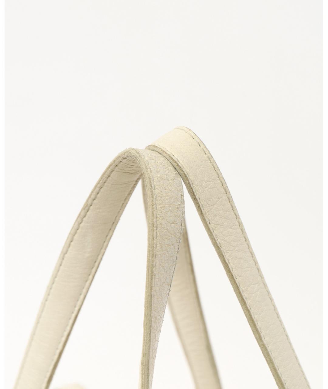 BOTTEGA VENETA Белая кожаная сумка через плечо, фото 6