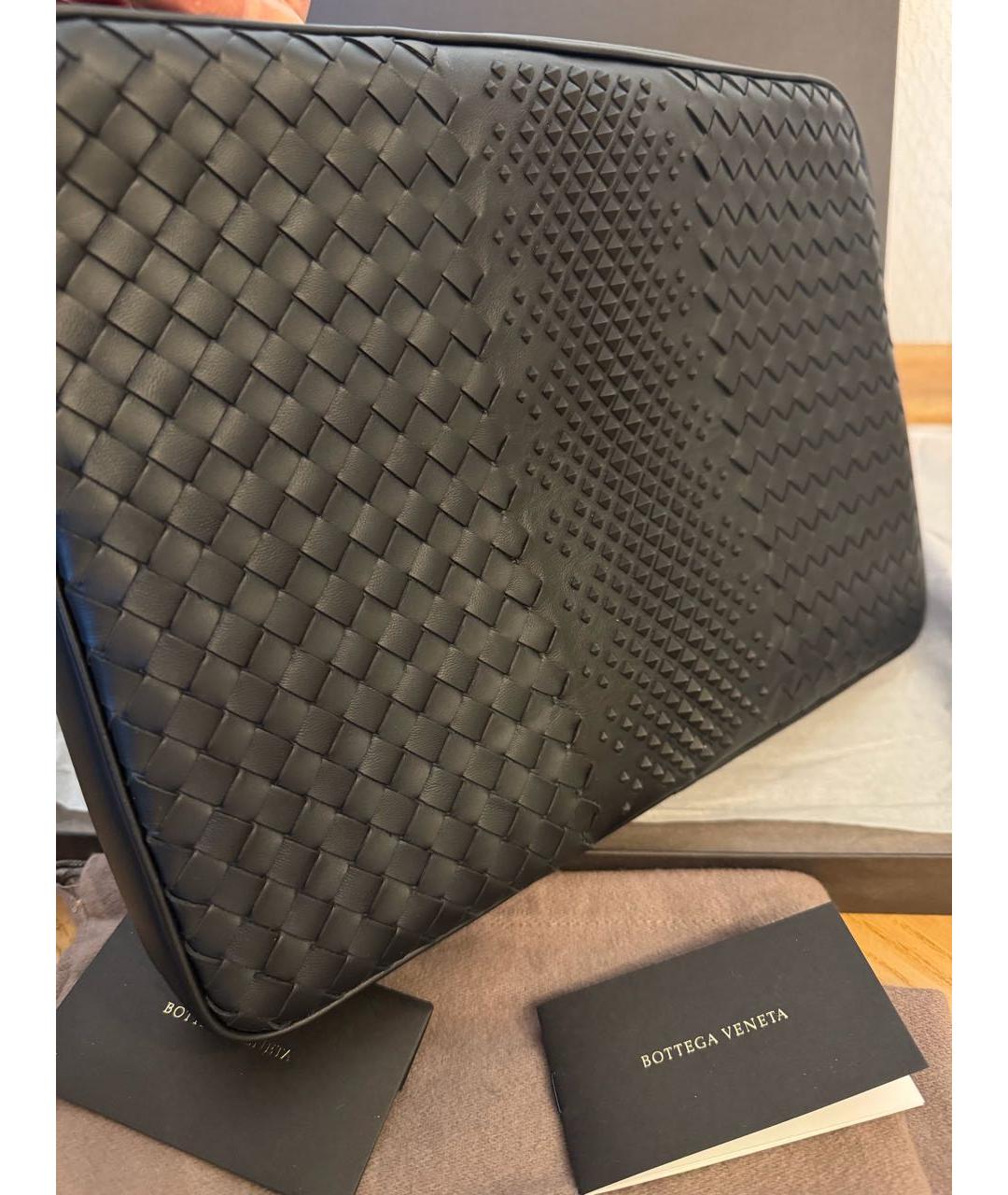 BOTTEGA VENETA Черная кожаная папка для документов, фото 3