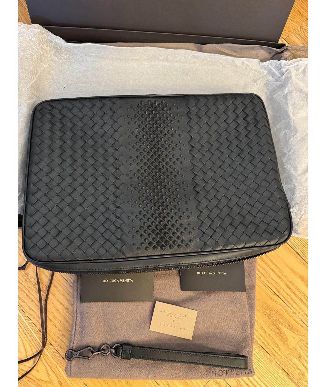 BOTTEGA VENETA Черная кожаная папка для документов, фото 2