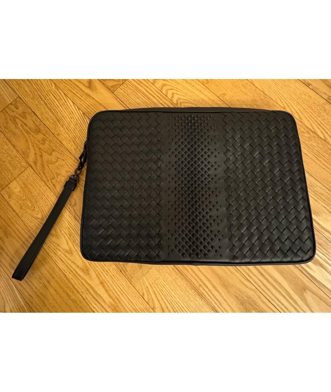 BOTTEGA VENETA Черная кожаная папка для документов, фото 9