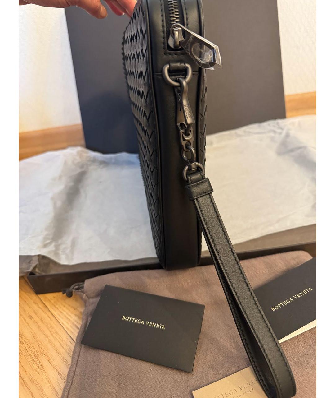 BOTTEGA VENETA Черная кожаная папка для документов, фото 4
