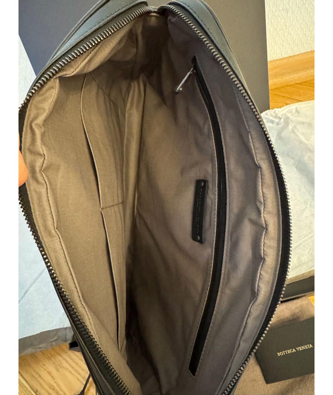 BOTTEGA VENETA Черная кожаная папка для документов, фото 6