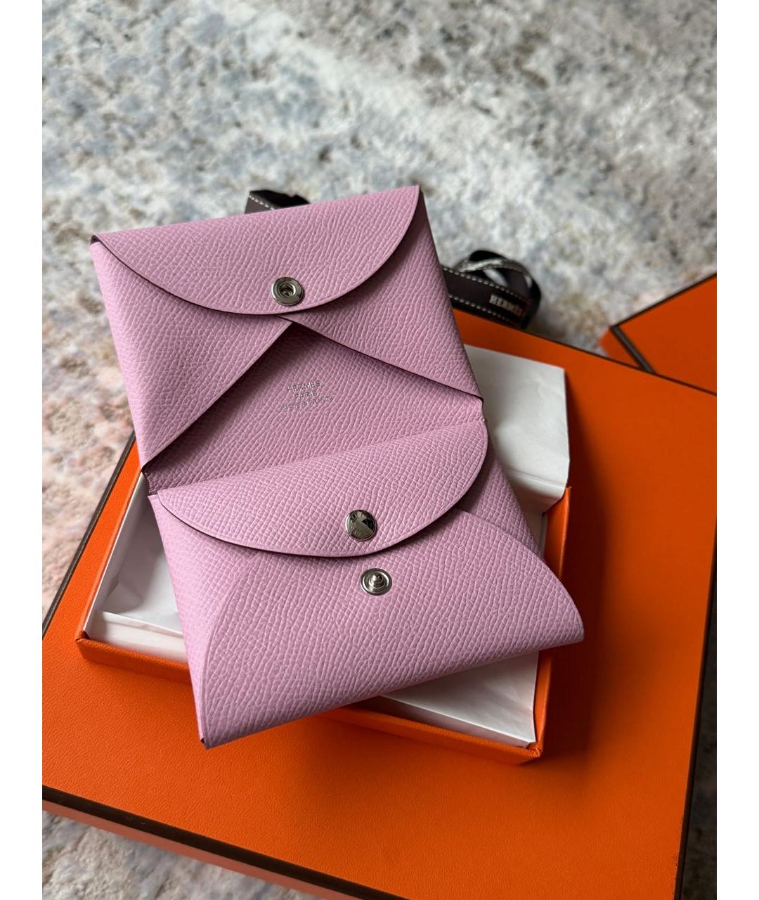 HERMES Розовый кожаный кошелек, фото 2