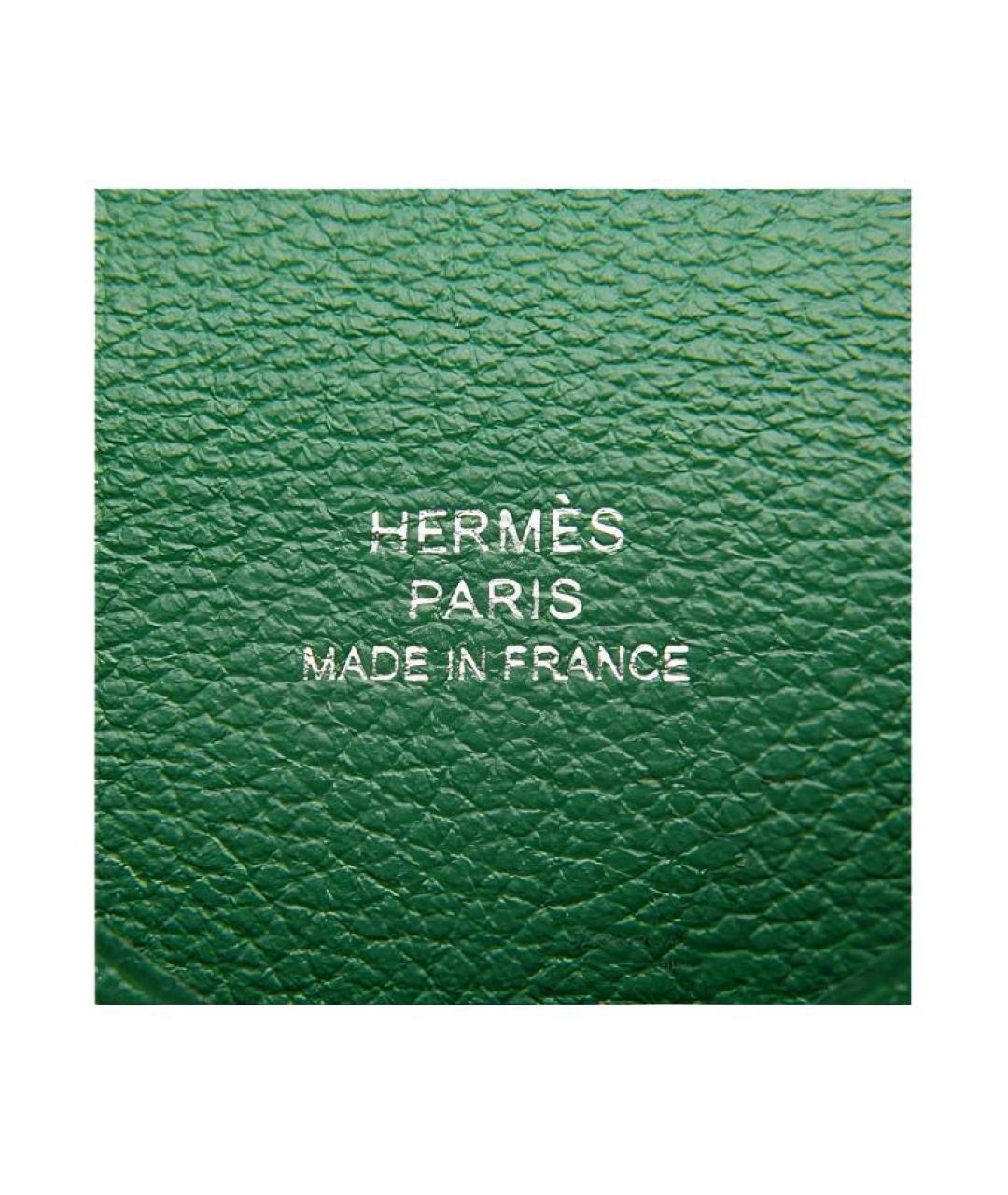 HERMES Зеленый кожаный кардхолдер, фото 4