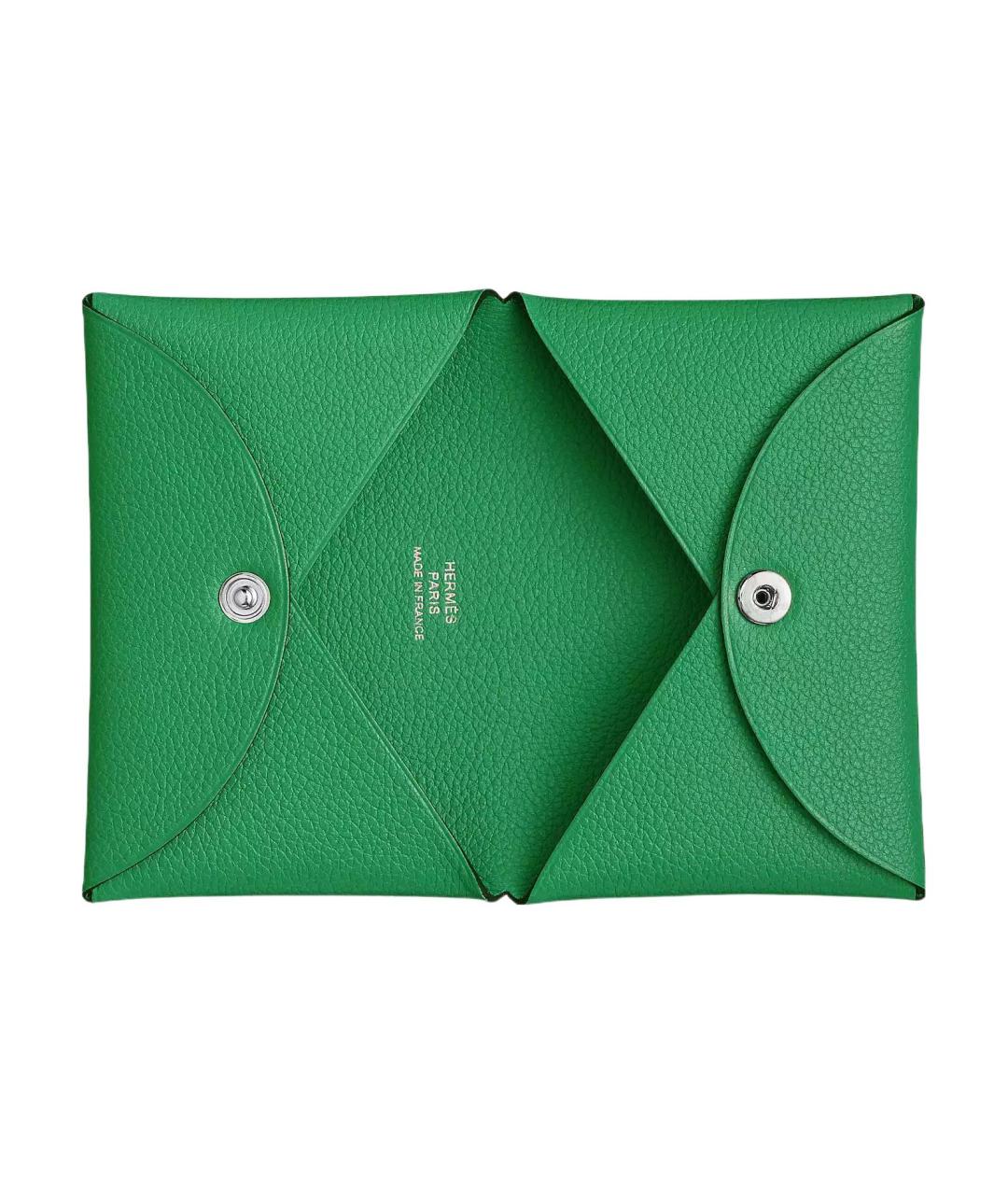 HERMES Зеленый кожаный кардхолдер, фото 3