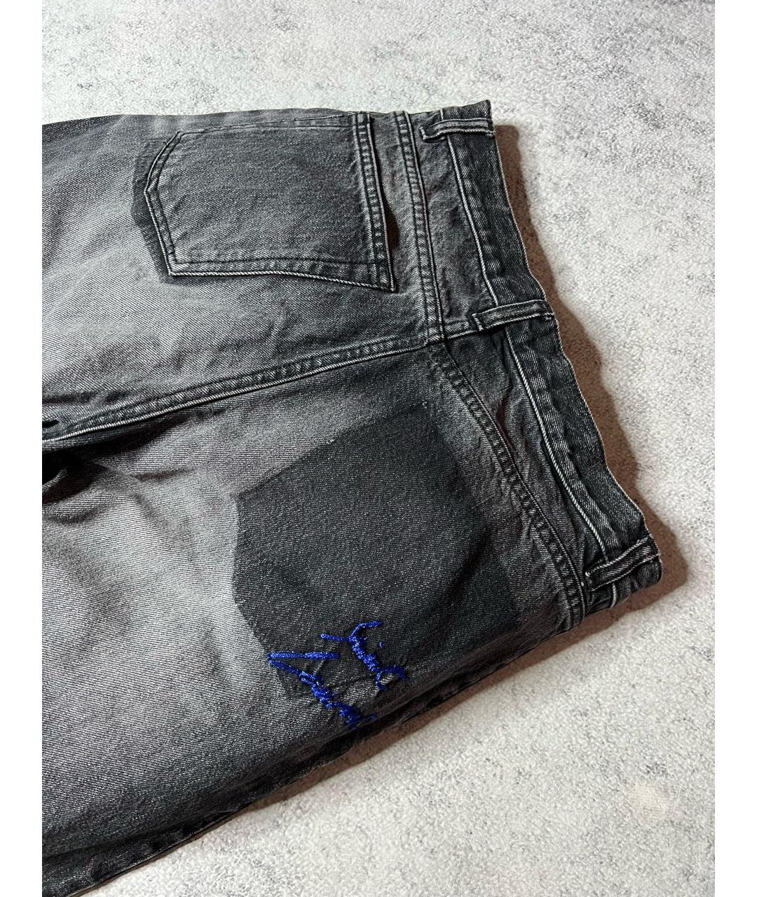 SAINT LAURENT Антрацитовые хлопковые прямые джинсы, фото 5