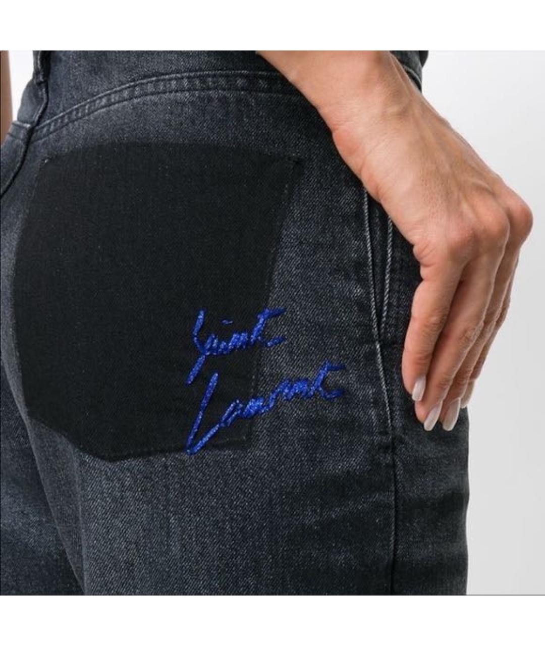 SAINT LAURENT Антрацитовые хлопковые прямые джинсы, фото 4