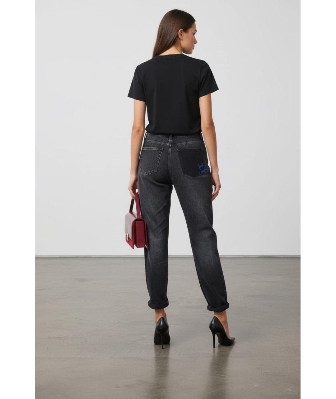 SAINT LAURENT Антрацитовые хлопковые прямые джинсы, фото 3