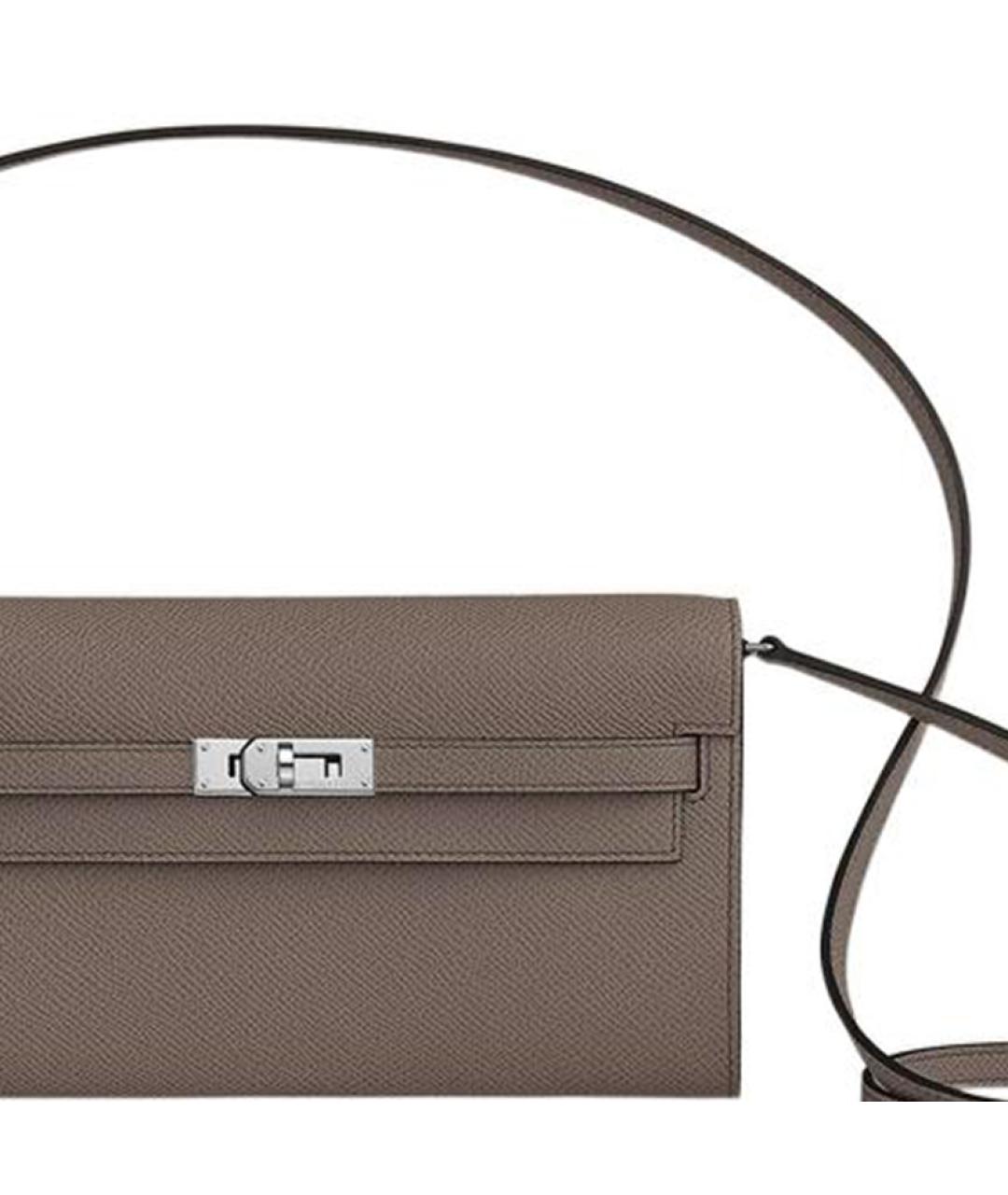 HERMES Серая кожаная сумка через плечо, фото 4