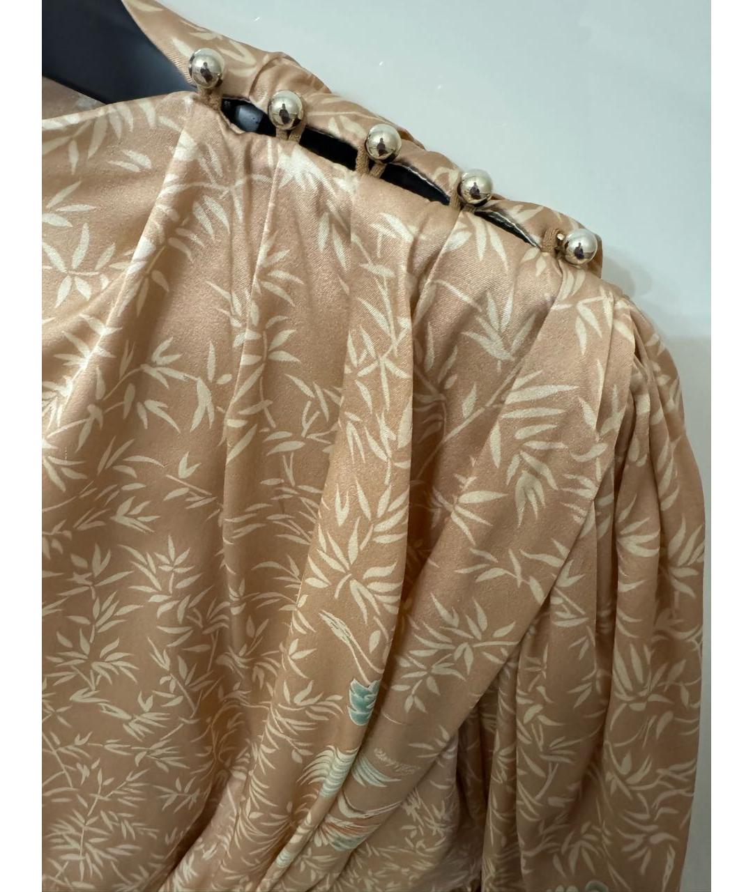 ELISABETTA FRANCHI Бежевая шелковая блузы, фото 3