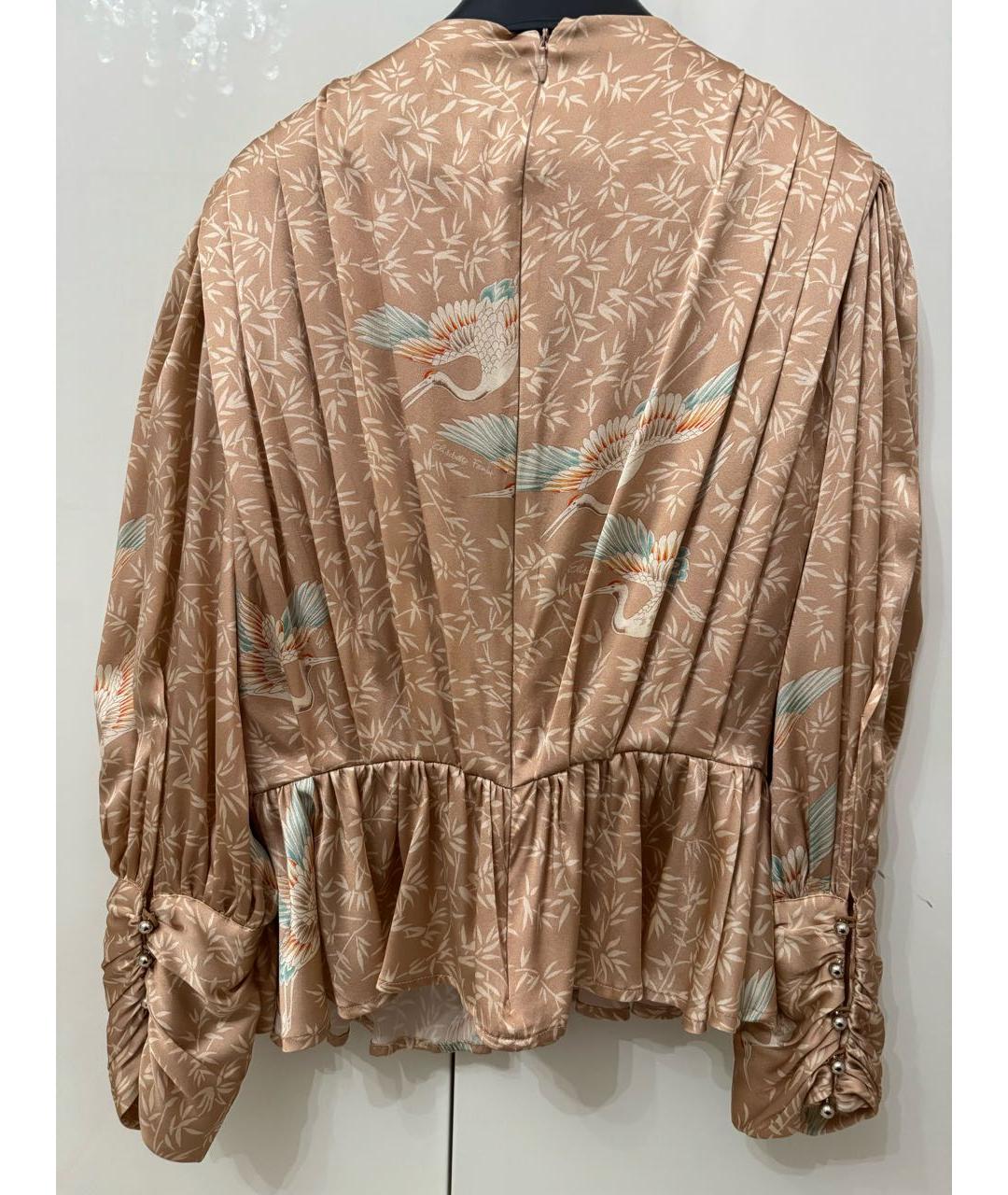 ELISABETTA FRANCHI Бежевая шелковая блузы, фото 2