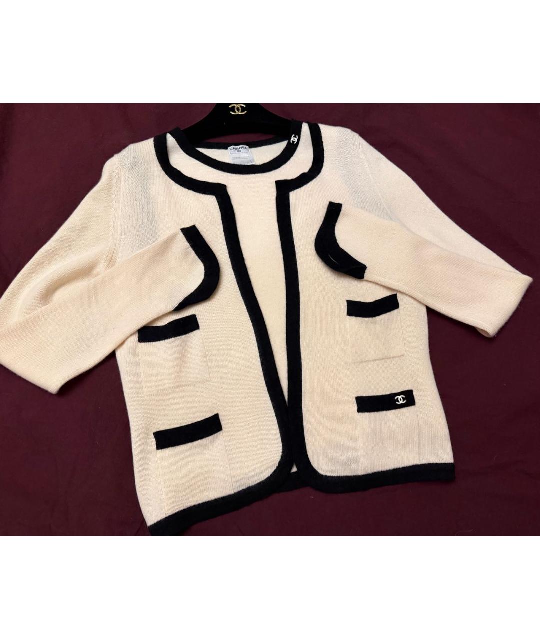 CHANEL Белый кашемировый кардиган, фото 3