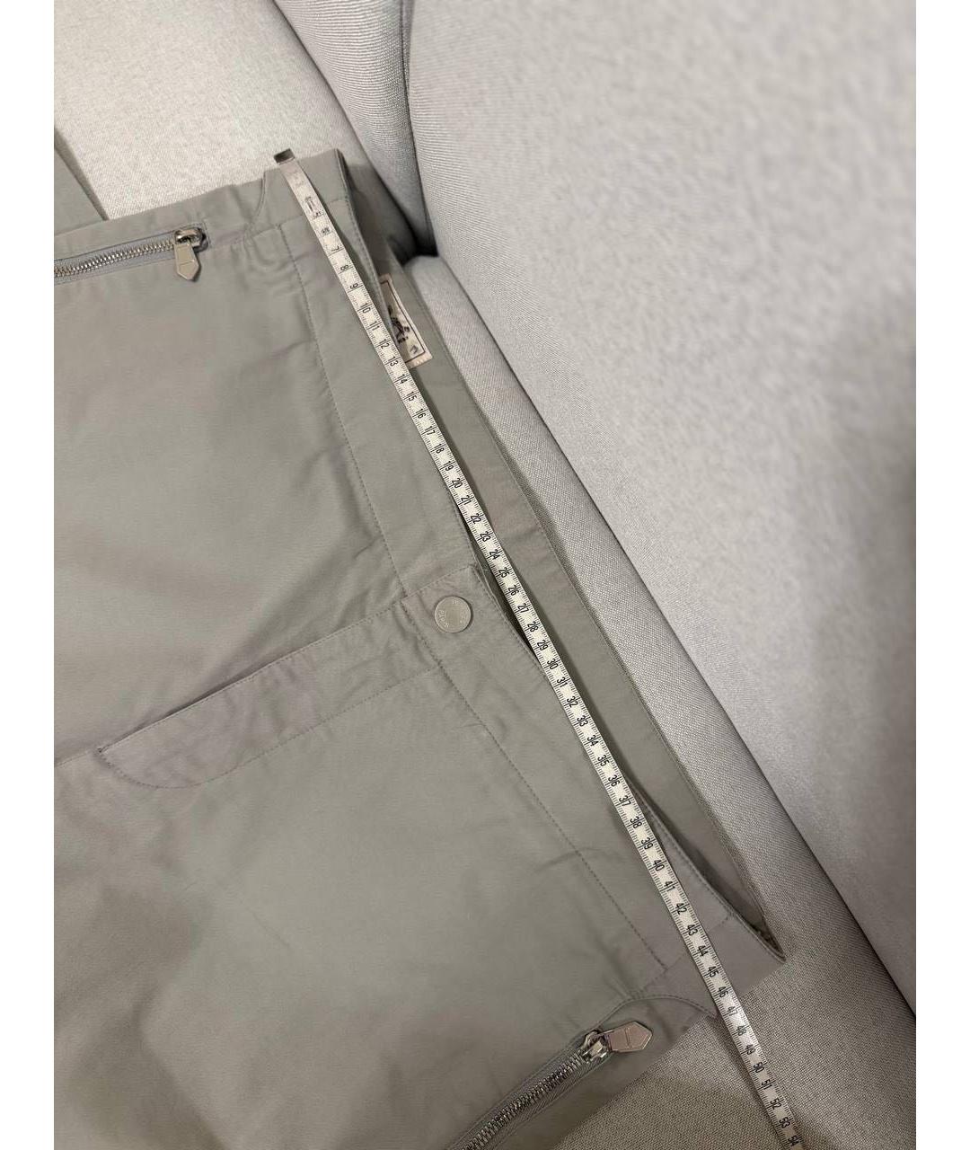 HERMES Серые хлопко-эластановые повседневные брюки, фото 6