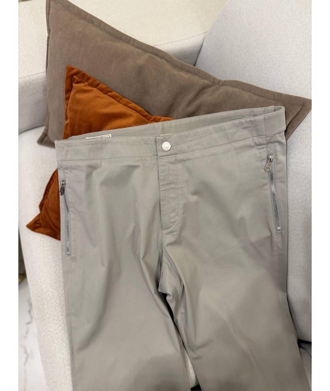 HERMES Серые хлопко-эластановые повседневные брюки, фото 3