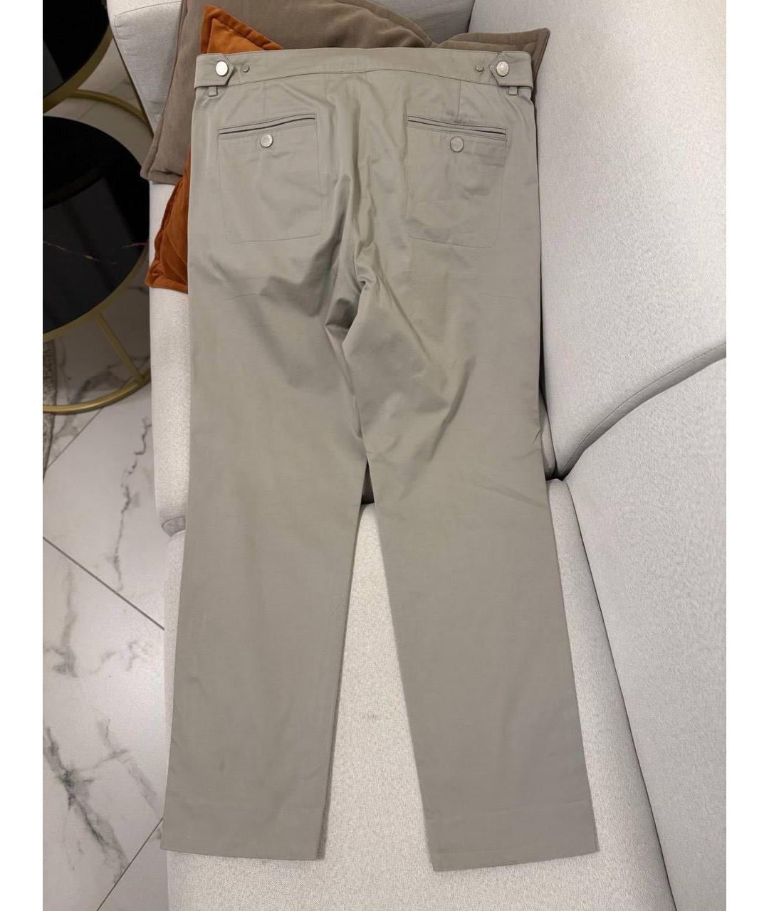 HERMES Серые хлопко-эластановые повседневные брюки, фото 2