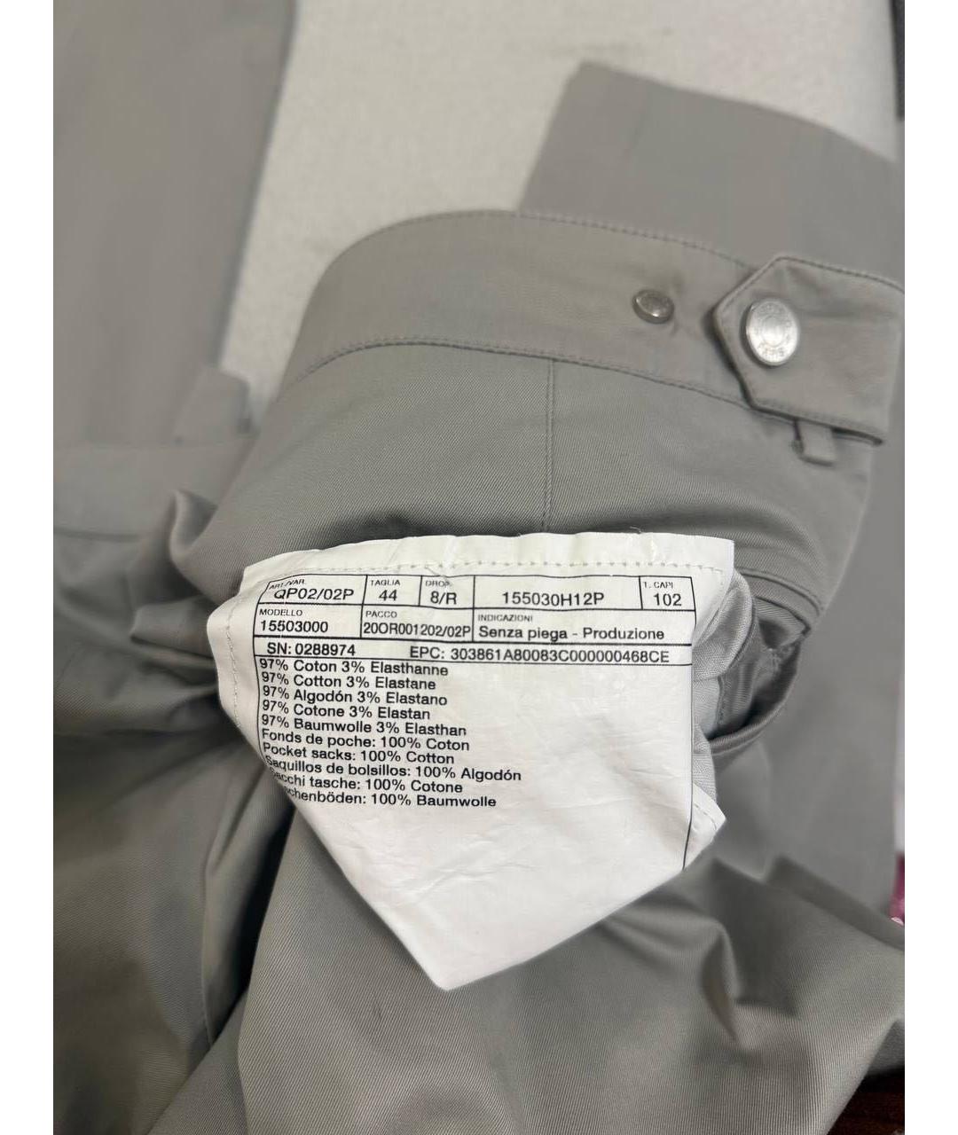 HERMES Серые хлопко-эластановые повседневные брюки, фото 5