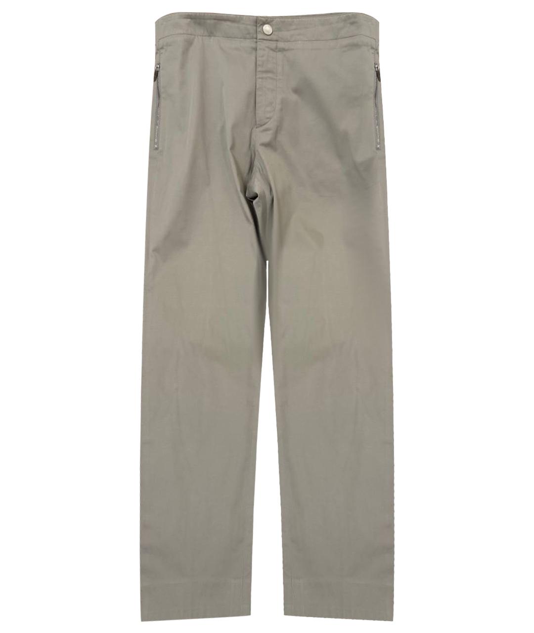 HERMES Серые хлопко-эластановые повседневные брюки, фото 1