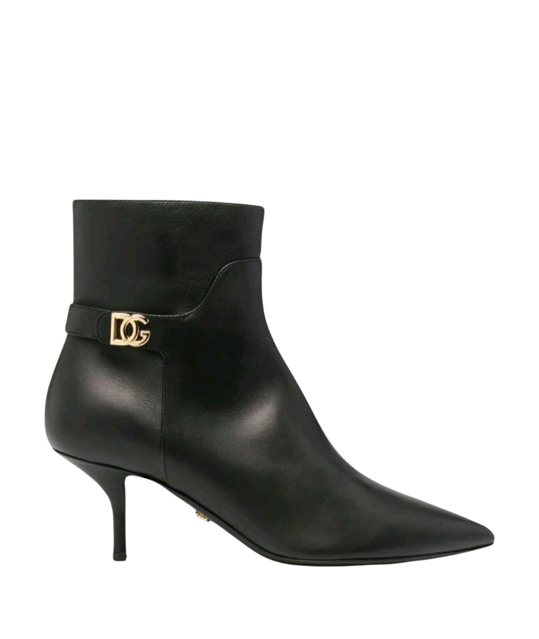 DOLCE&GABBANA Черные кожаные ботильоны, фото 1